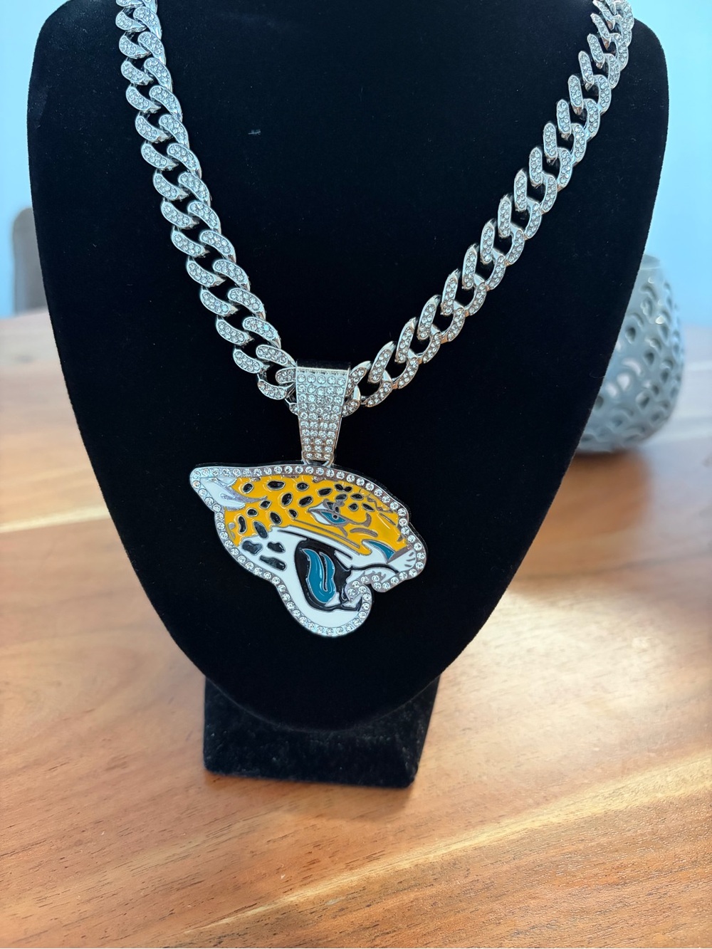 Iced Out NFL Jaguars Cuban Chain Necklace with Pendant